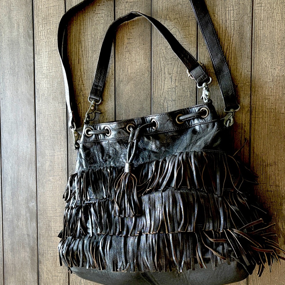 Durango Leather Company Black Fringe Leather Bag